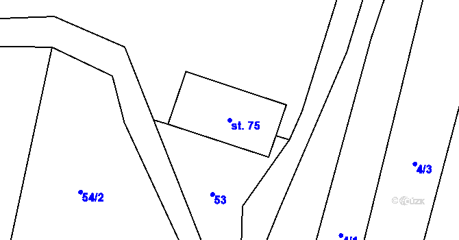 Parcela st. 75 v KÚ Myšenec, Katastrální mapa