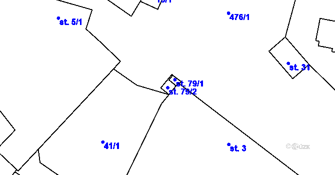 Parcela st. 79/2 v KÚ Myšenec, Katastrální mapa