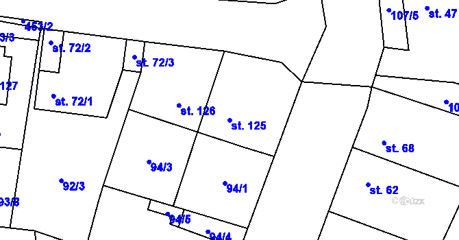 Parcela st. 125 v KÚ Myšenec, Katastrální mapa