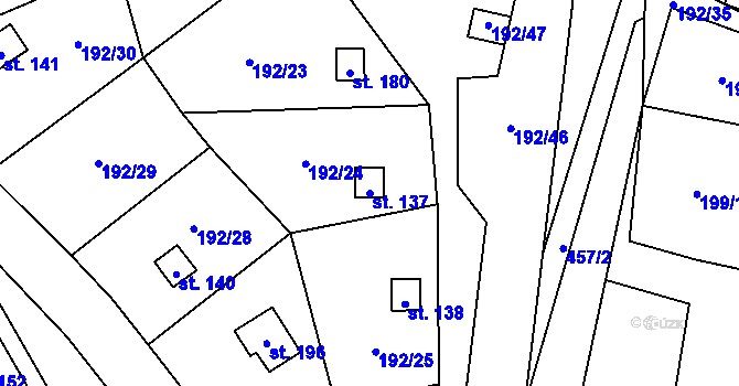 Parcela st. 137 v KÚ Myšenec, Katastrální mapa