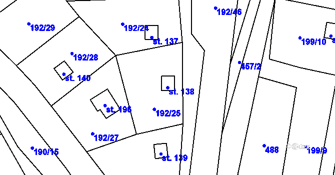 Parcela st. 138 v KÚ Myšenec, Katastrální mapa
