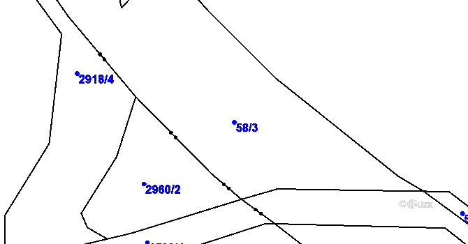 Parcela st. 58/3 v KÚ Myšenec, Katastrální mapa