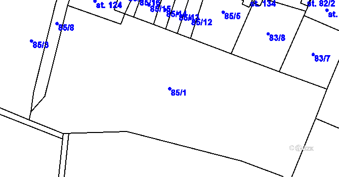 Parcela st. 85/1 v KÚ Myšenec, Katastrální mapa