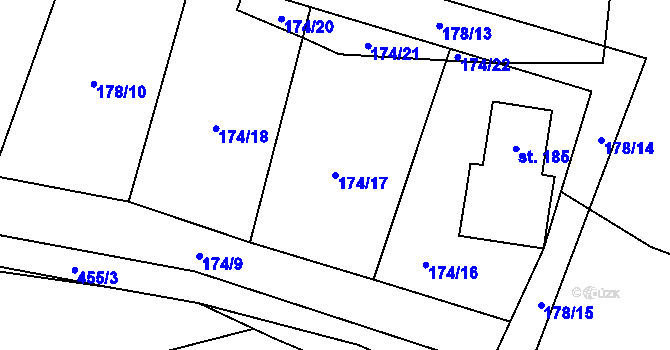 Parcela st. 174/17 v KÚ Myšenec, Katastrální mapa