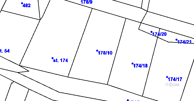 Parcela st. 178/10 v KÚ Myšenec, Katastrální mapa