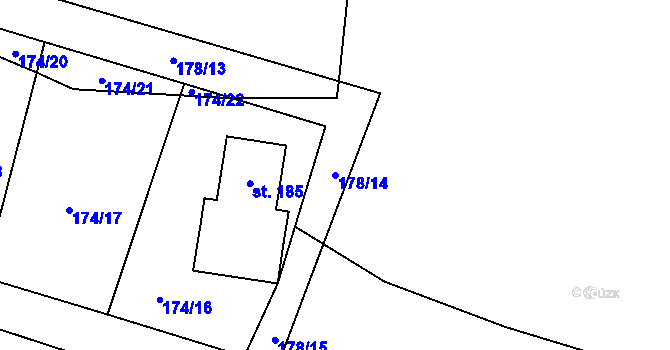 Parcela st. 178/14 v KÚ Myšenec, Katastrální mapa