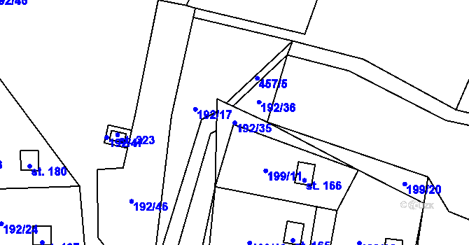 Parcela st. 192/35 v KÚ Myšenec, Katastrální mapa