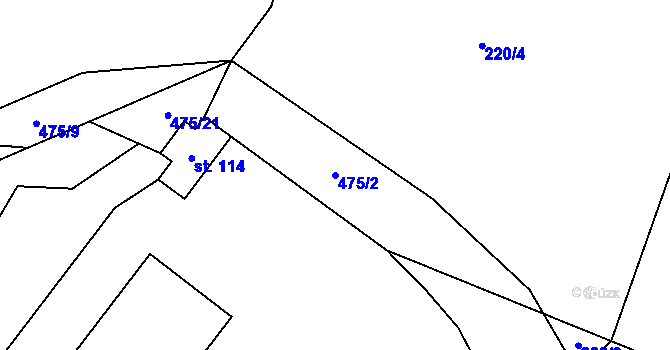 Parcela st. 475/2 v KÚ Myšenec, Katastrální mapa