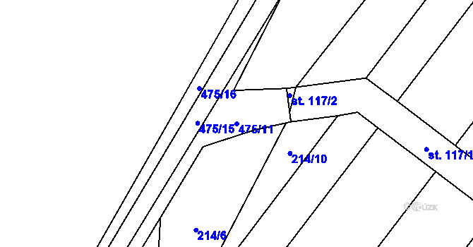 Parcela st. 475/11 v KÚ Myšenec, Katastrální mapa
