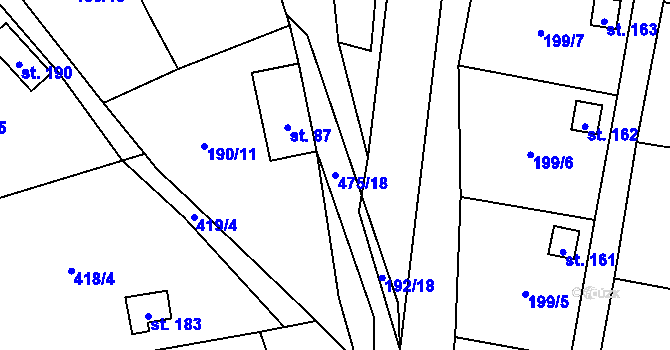 Parcela st. 475/18 v KÚ Myšenec, Katastrální mapa