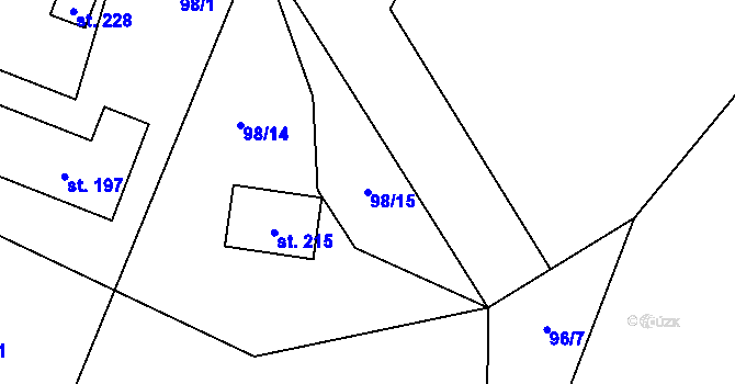 Parcela st. 98/15 v KÚ Myšenec, Katastrální mapa