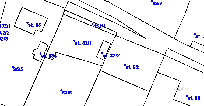 Parcela st. 82/2 v KÚ Myšenec, Katastrální mapa