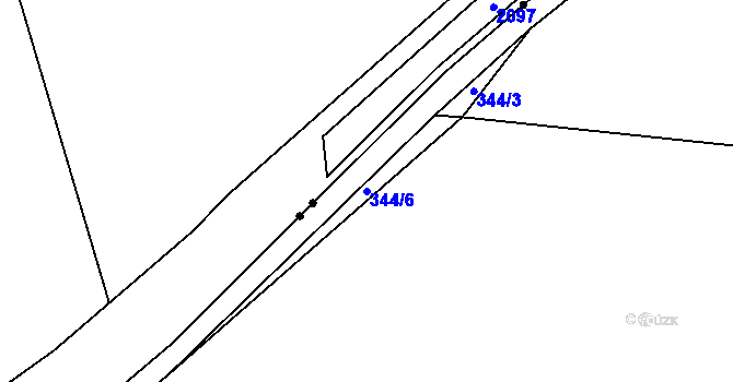 Parcela st. 344/6 v KÚ Myšenec, Katastrální mapa