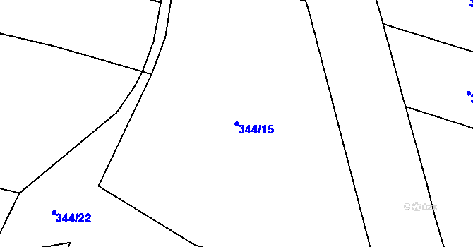 Parcela st. 344/15 v KÚ Myšenec, Katastrální mapa