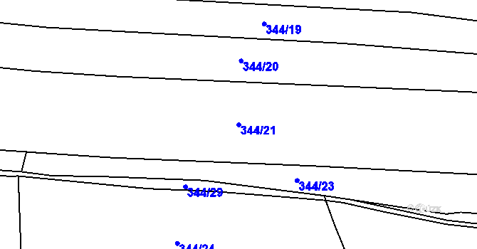 Parcela st. 344/21 v KÚ Myšenec, Katastrální mapa