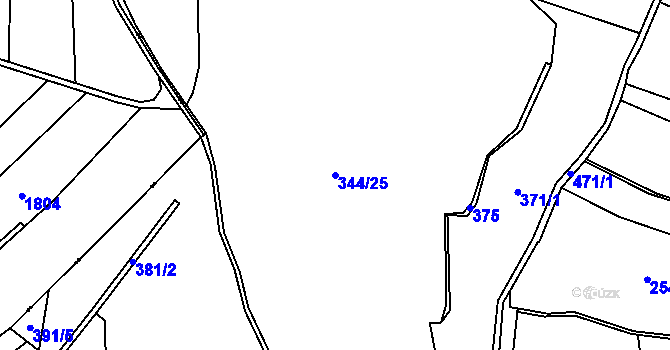 Parcela st. 344/25 v KÚ Myšenec, Katastrální mapa