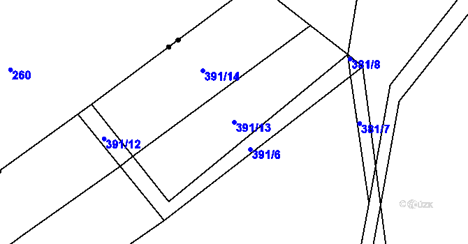 Parcela st. 391/13 v KÚ Myšenec, Katastrální mapa