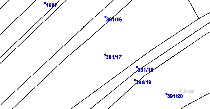 Parcela st. 391/17 v KÚ Myšenec, Katastrální mapa