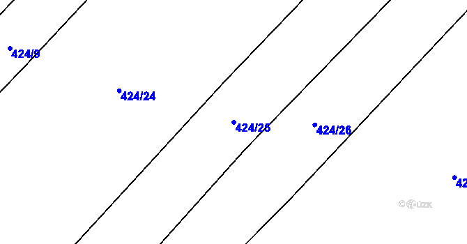 Parcela st. 424/25 v KÚ Myšenec, Katastrální mapa