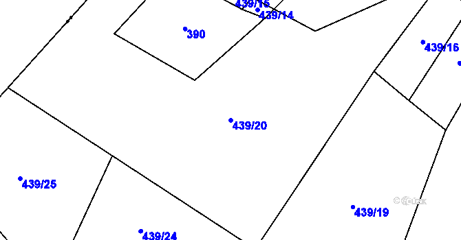 Parcela st. 439/20 v KÚ Myšenec, Katastrální mapa