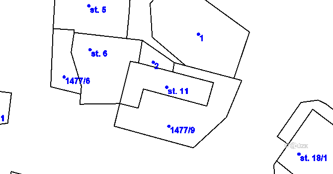 Parcela st. 11 v KÚ Selibov, Katastrální mapa