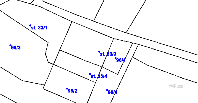 Parcela st. 33/3 v KÚ Selibov, Katastrální mapa