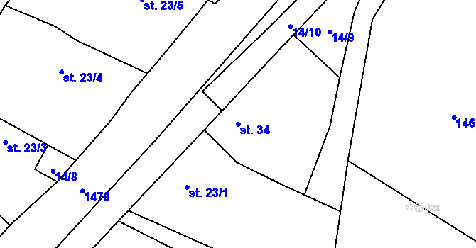 Parcela st. 34 v KÚ Selibov, Katastrální mapa