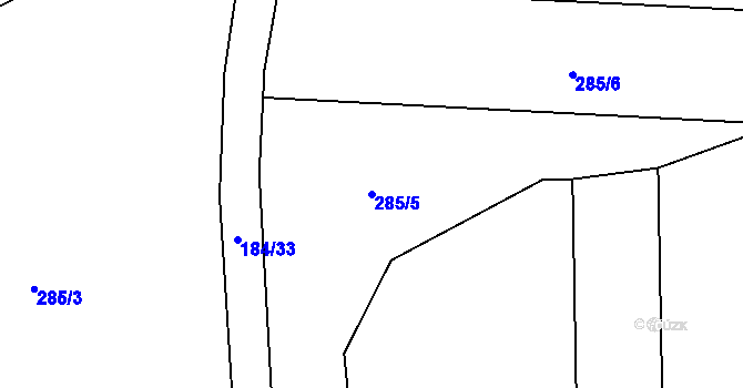 Parcela st. 285/5 v KÚ Selibov, Katastrální mapa