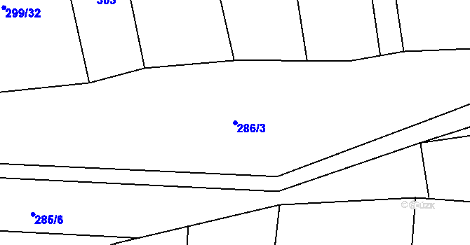 Parcela st. 286/3 v KÚ Selibov, Katastrální mapa
