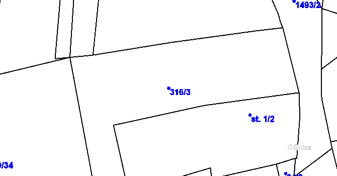 Parcela st. 316/3 v KÚ Selibov, Katastrální mapa