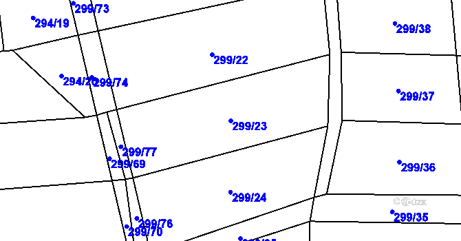 Parcela st. 299/23 v KÚ Selibov, Katastrální mapa