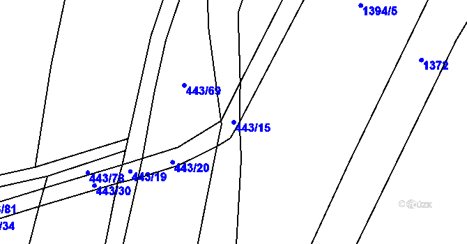 Parcela st. 443/15 v KÚ Selibov, Katastrální mapa
