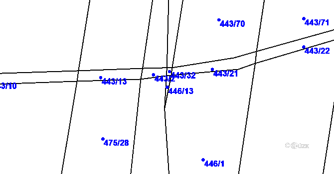 Parcela st. 446/13 v KÚ Selibov, Katastrální mapa