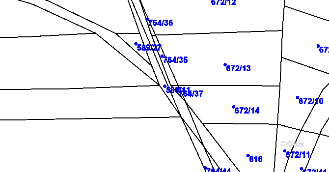 Parcela st. 589/11 v KÚ Selibov, Katastrální mapa