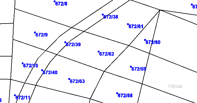 Parcela st. 672/62 v KÚ Selibov, Katastrální mapa