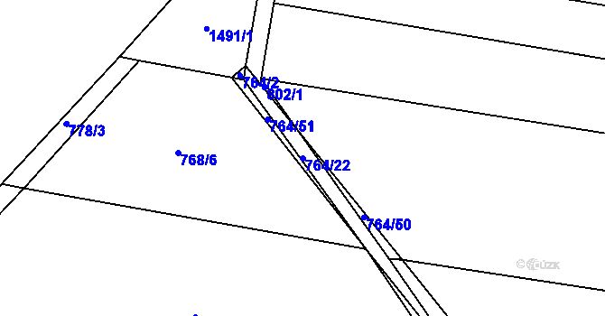 Parcela st. 764/22 v KÚ Selibov, Katastrální mapa