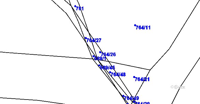 Parcela st. 764/26 v KÚ Selibov, Katastrální mapa