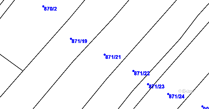 Parcela st. 871/21 v KÚ Selibov, Katastrální mapa