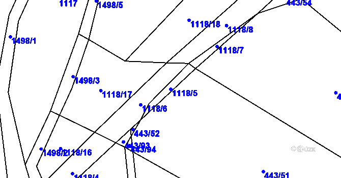 Parcela st. 1118/5 v KÚ Selibov, Katastrální mapa