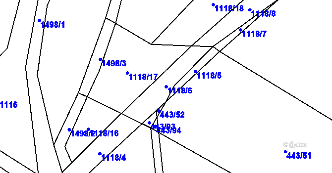 Parcela st. 1118/6 v KÚ Selibov, Katastrální mapa