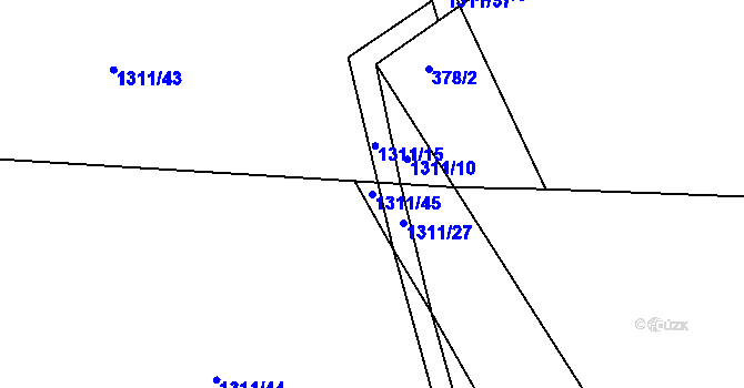 Parcela st. 1311/45 v KÚ Selibov, Katastrální mapa