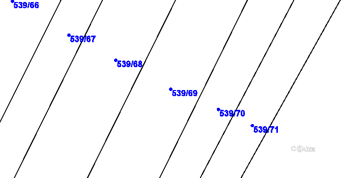 Parcela st. 539/69 v KÚ Myštěves, Katastrální mapa