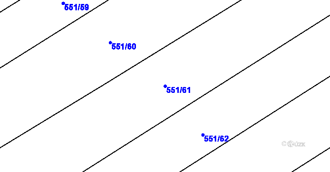 Parcela st. 551/61 v KÚ Myštěves, Katastrální mapa
