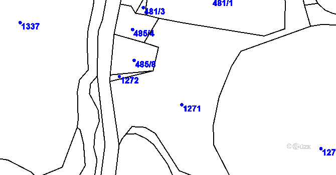 Parcela st. 485/1 v KÚ Kožlí u Myštic, Katastrální mapa