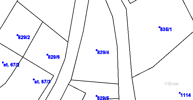 Parcela st. 829/4 v KÚ Kožlí u Myštic, Katastrální mapa