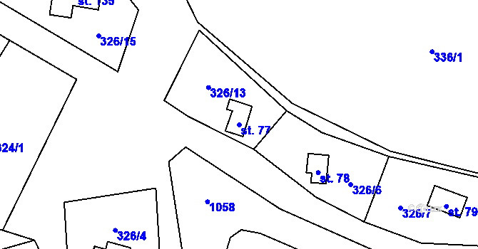 Parcela st. 77 v KÚ Myštice, Katastrální mapa