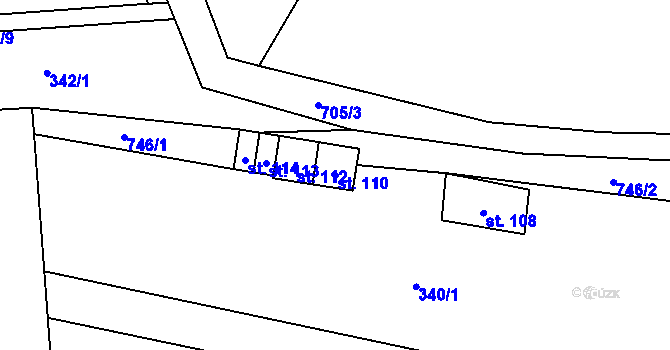 Parcela st. 110 v KÚ Myštice, Katastrální mapa