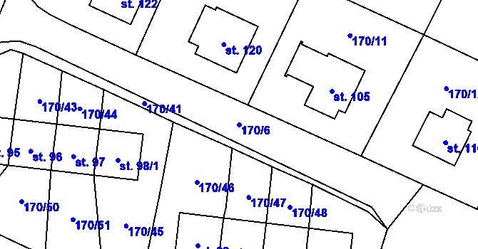Parcela st. 170/6 v KÚ Myštice, Katastrální mapa