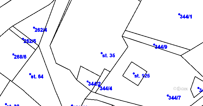 Parcela st. 35 v KÚ Vahlovice, Katastrální mapa