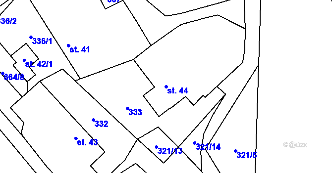Parcela st. 44 v KÚ Vahlovice, Katastrální mapa